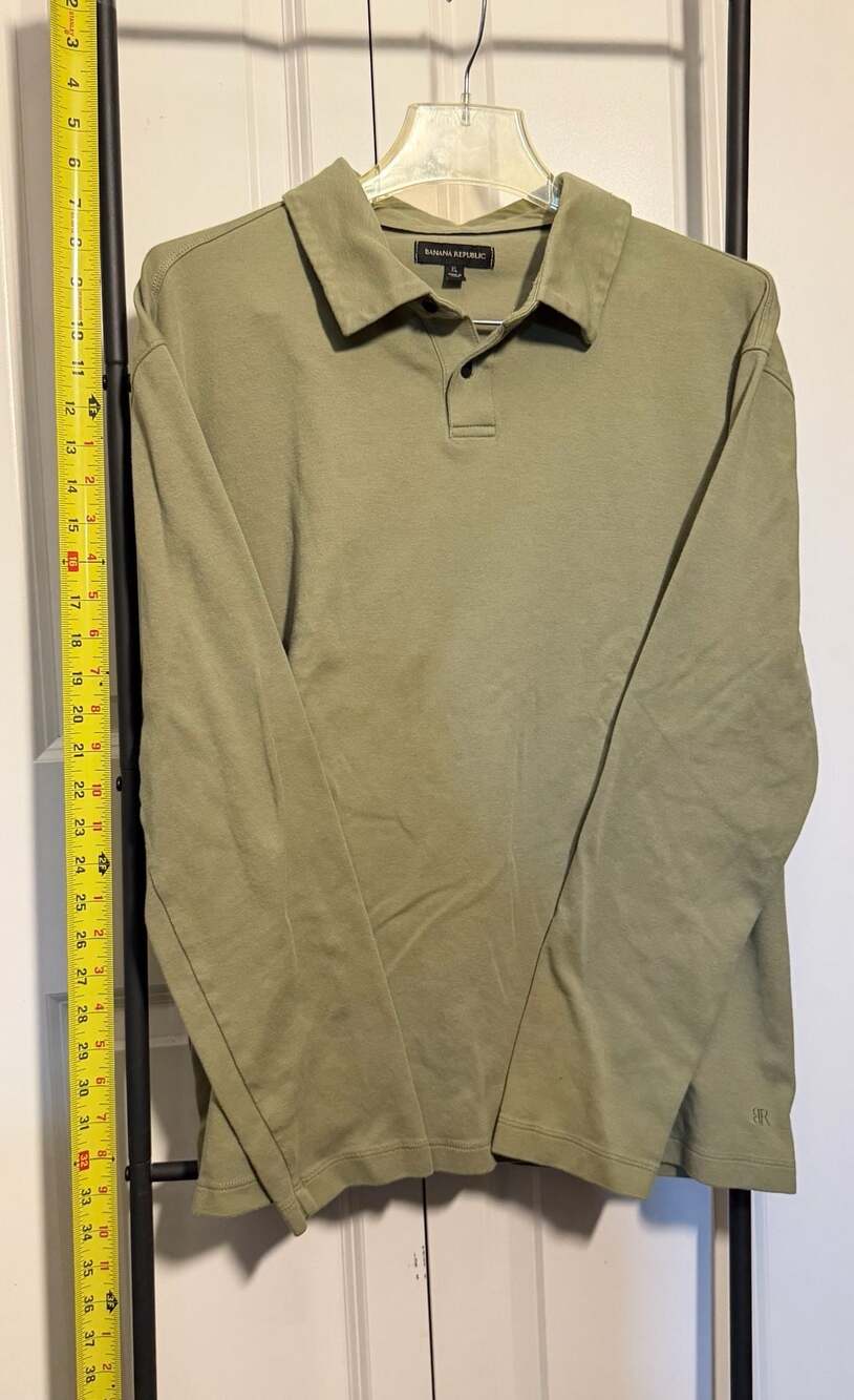 Banana Republic Long Sleeve Polo Shirt, Olive Green, Men's Size XL